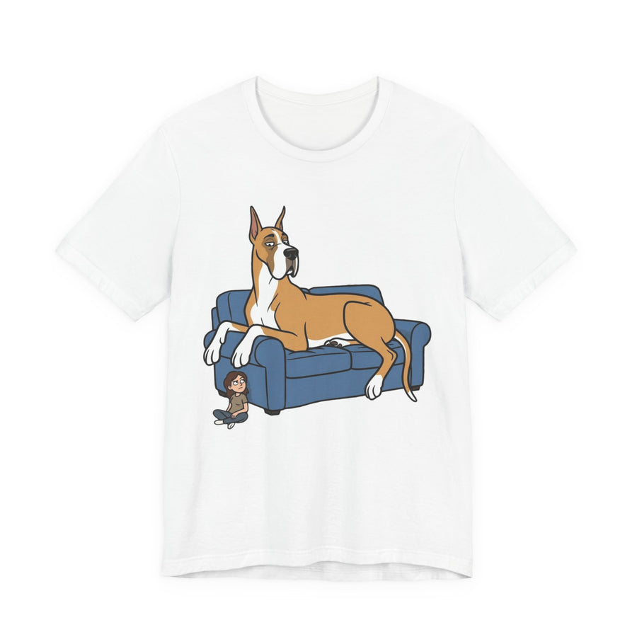Great Dane on Couch Tee | Funny Dog Lover Shirt